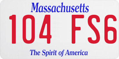 MA license plate 104FS6