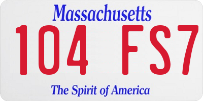 MA license plate 104FS7