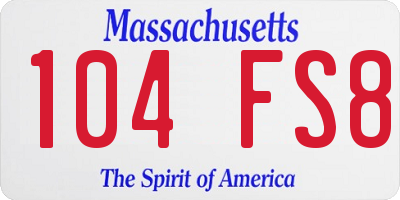 MA license plate 104FS8