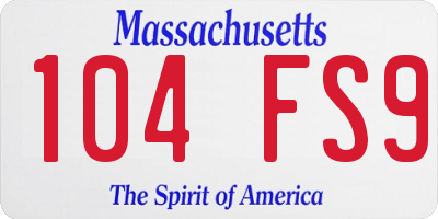 MA license plate 104FS9