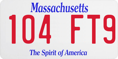 MA license plate 104FT9