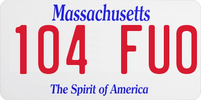 MA license plate 104FU0