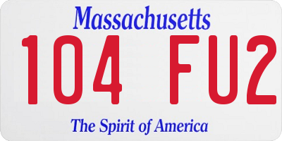 MA license plate 104FU2