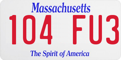 MA license plate 104FU3