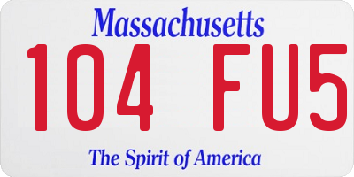 MA license plate 104FU5