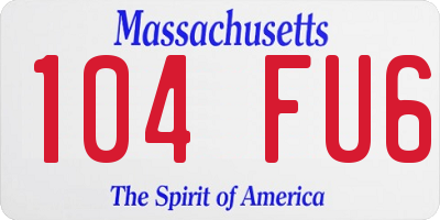 MA license plate 104FU6