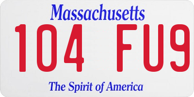 MA license plate 104FU9