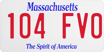 MA license plate 104FV0