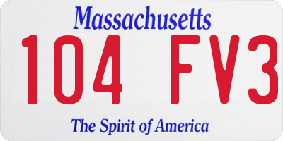 MA license plate 104FV3