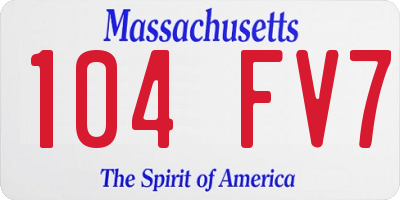 MA license plate 104FV7