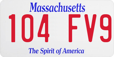 MA license plate 104FV9