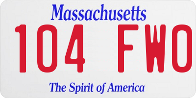 MA license plate 104FW0