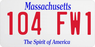 MA license plate 104FW1