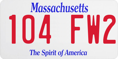 MA license plate 104FW2