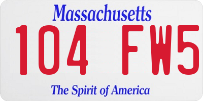 MA license plate 104FW5