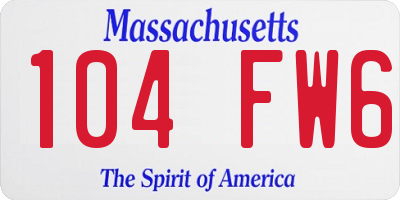 MA license plate 104FW6