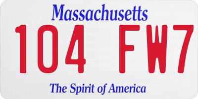 MA license plate 104FW7