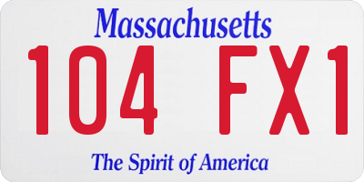 MA license plate 104FX1