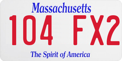 MA license plate 104FX2