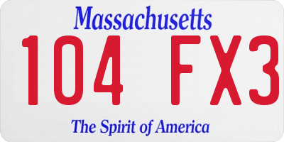 MA license plate 104FX3