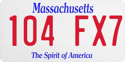 MA license plate 104FX7