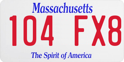 MA license plate 104FX8