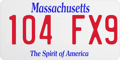 MA license plate 104FX9