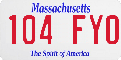 MA license plate 104FY0