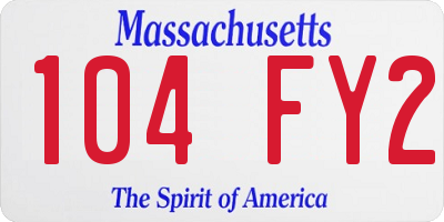 MA license plate 104FY2