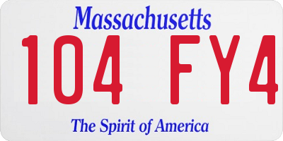 MA license plate 104FY4