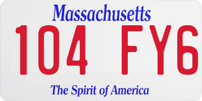 MA license plate 104FY6