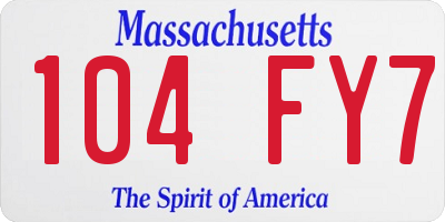 MA license plate 104FY7