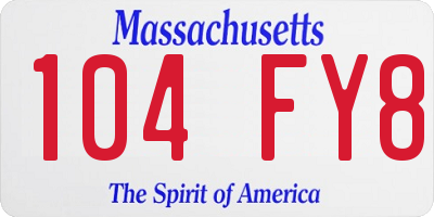 MA license plate 104FY8
