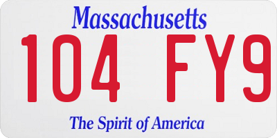 MA license plate 104FY9