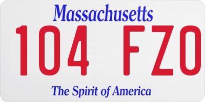 MA license plate 104FZ0