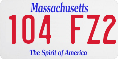 MA license plate 104FZ2