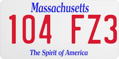 MA license plate 104FZ3
