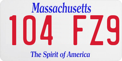 MA license plate 104FZ9