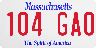 MA license plate 104GA0