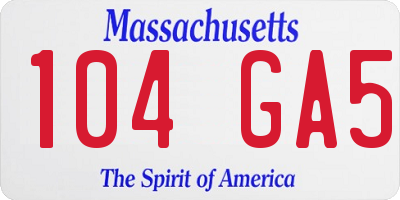 MA license plate 104GA5