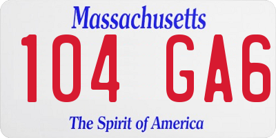 MA license plate 104GA6