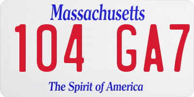 MA license plate 104GA7