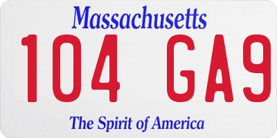 MA license plate 104GA9