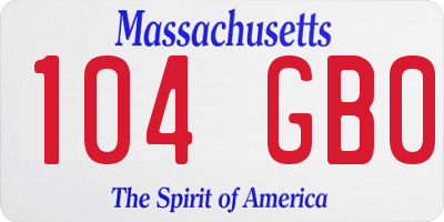 MA license plate 104GB0