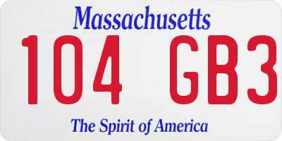 MA license plate 104GB3