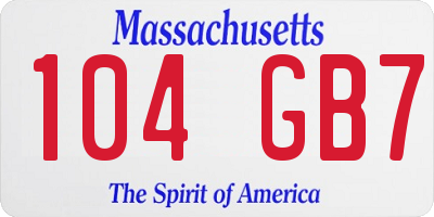 MA license plate 104GB7