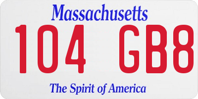MA license plate 104GB8