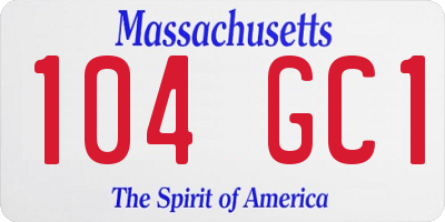 MA license plate 104GC1