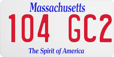 MA license plate 104GC2