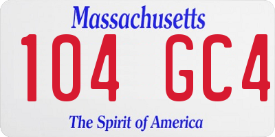 MA license plate 104GC4